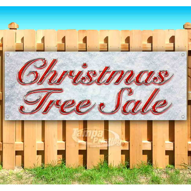 Christmas Tree Sale Red & Chrome 13 oz Heavy Duty Vinyl Banner Sign with Metal Grommets Advertising Many Sizes Available Flag, New Store 